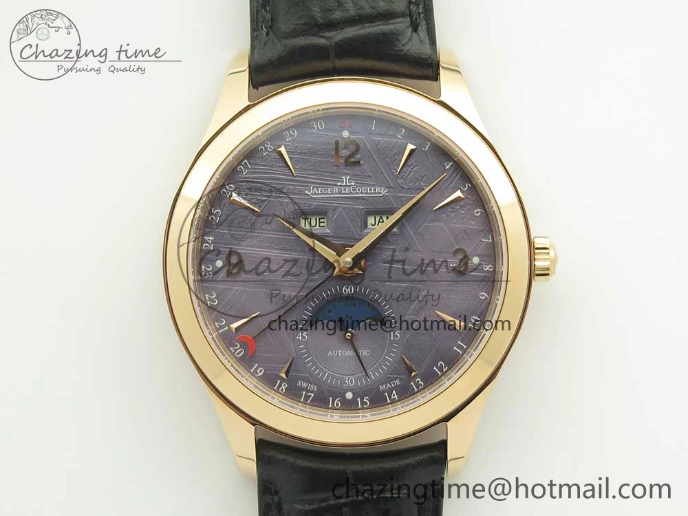 Master Calendar RG OMF 1:1 Best Edition Blue Dial on Black Leather Strap A866