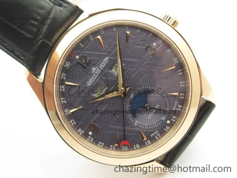 Master Calendar RG OMF 1:1 Best Edition Blue Dial on Black Leather Strap A866