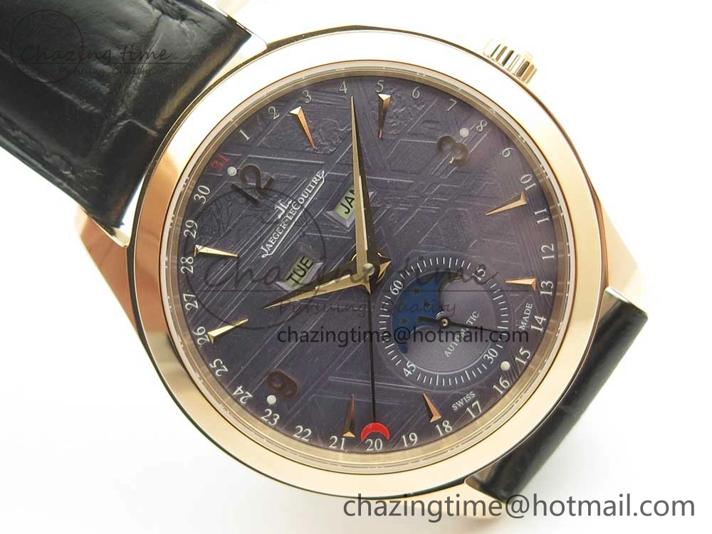 Master Calendar RG OMF 1:1 Best Edition Blue Dial on Black Leather Strap A866