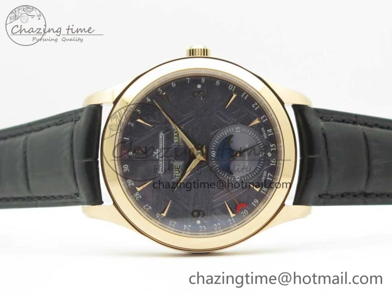 Master Calendar RG OMF 1:1 Best Edition Blue Dial on Black Leather Strap A866
