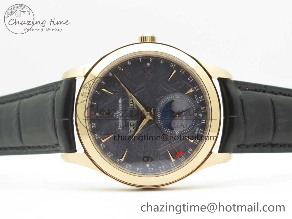 Master Calendar RG OMF 1:1 Best Edition Blue Dial on Black Leather Strap A866