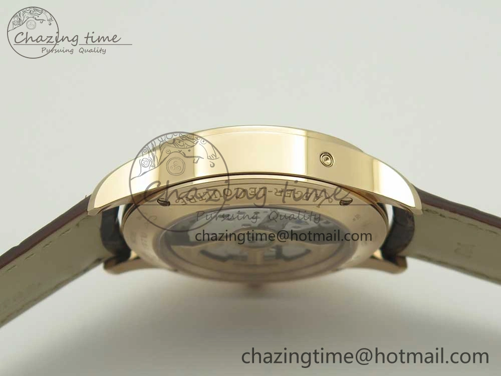 Master Calendar RG OMF 1:1 Best Edition Silver Dial on Brown Leather Strap A866