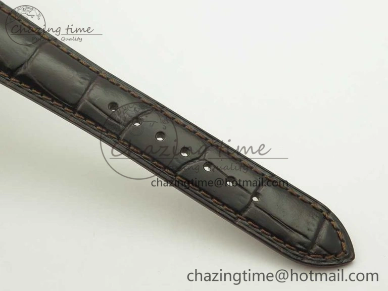 Master Calendar RG OMF 1:1 Best Edition Silver Dial on Brown Leather Strap A866