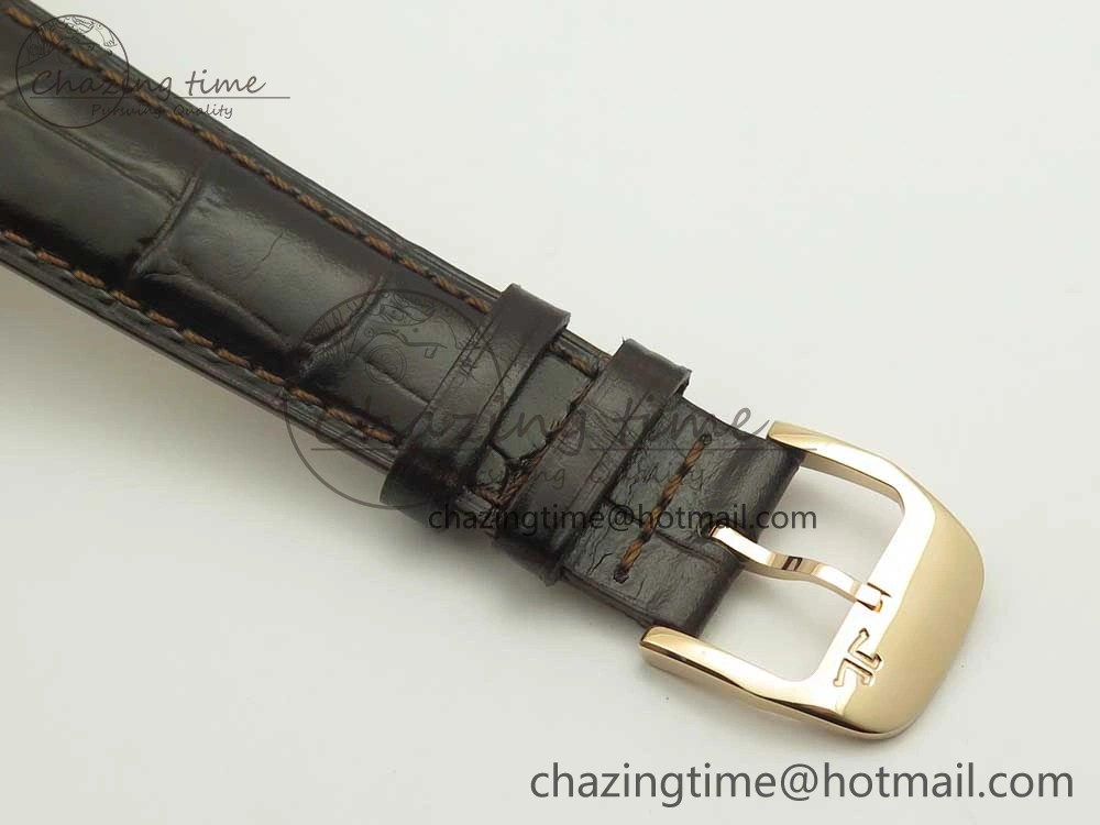 Master Calendar RG OMF 1:1 Best Edition Silver Dial on Brown Leather Strap A866