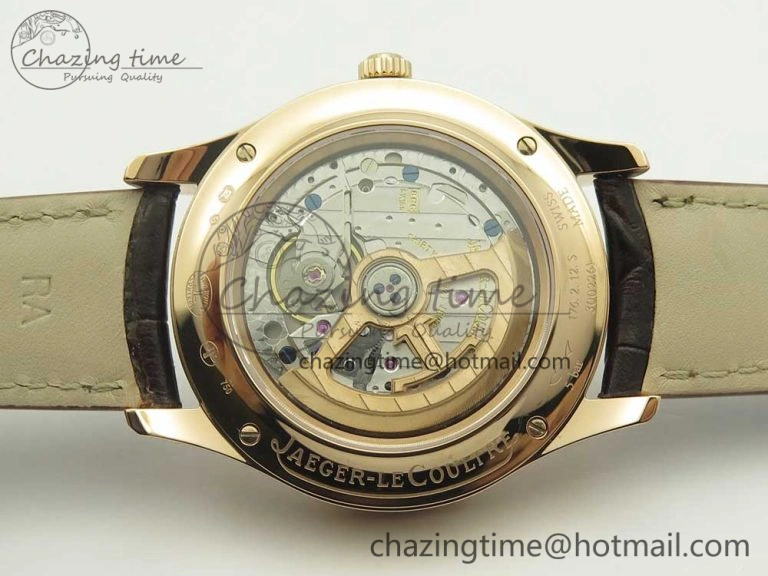 Master Calendar RG OMF 1:1 Best Edition Silver Dial on Brown Leather Strap A866