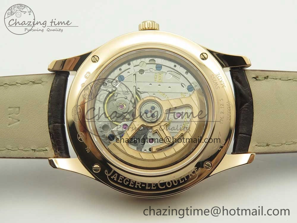 Master Calendar RG OMF 1:1 Best Edition Silver Dial on Brown Leather Strap A866