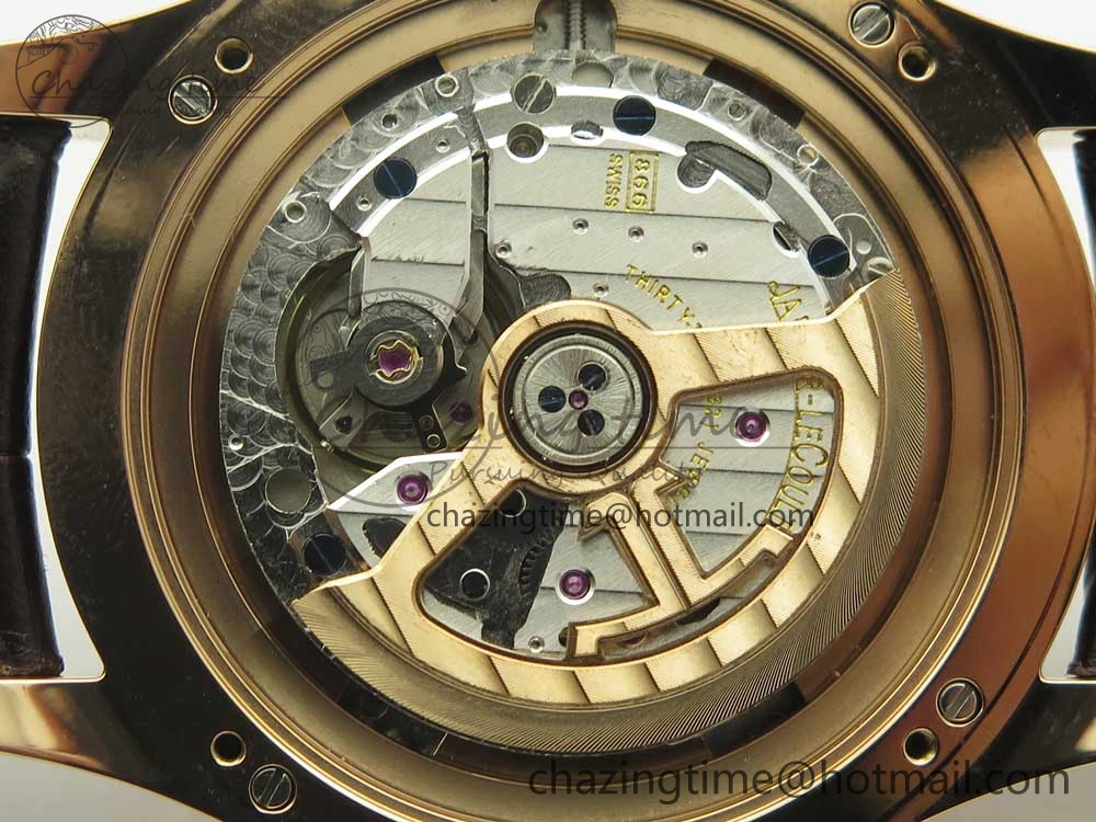 Master Calendar RG OMF 1:1 Best Edition Silver Dial on Brown Leather Strap A866