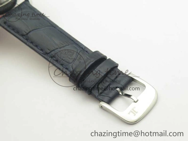 Master Chronograph SS 1538530 White Dial Blue Hand on Blue Leather Strap A7750