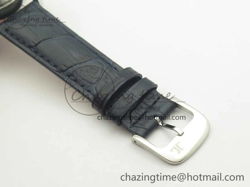 Master Chronograph SS 1538530 White Dial Blue Hand on Blue Leather Strap A7750