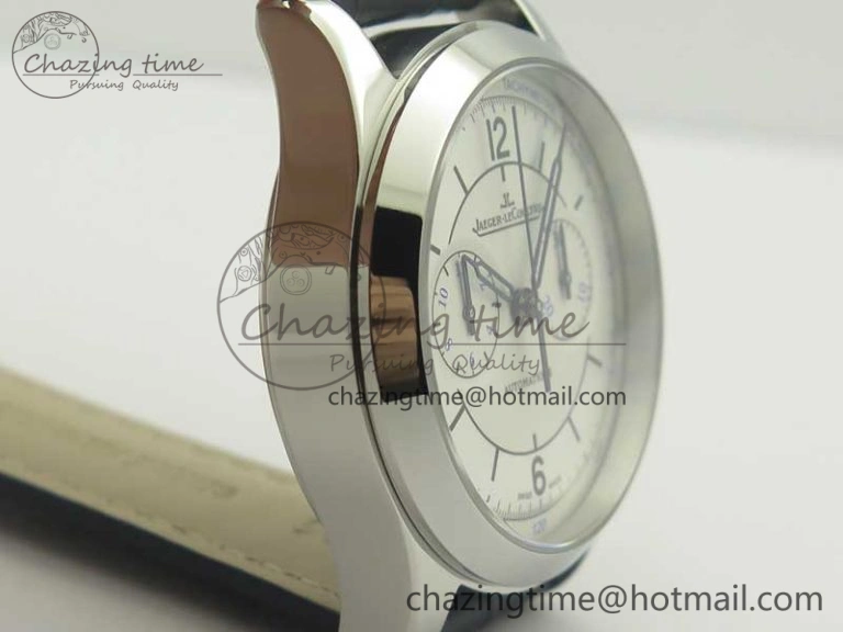 Master Chronograph SS 1538530 White Dial Blue Hand on Blue Leather Strap A7750