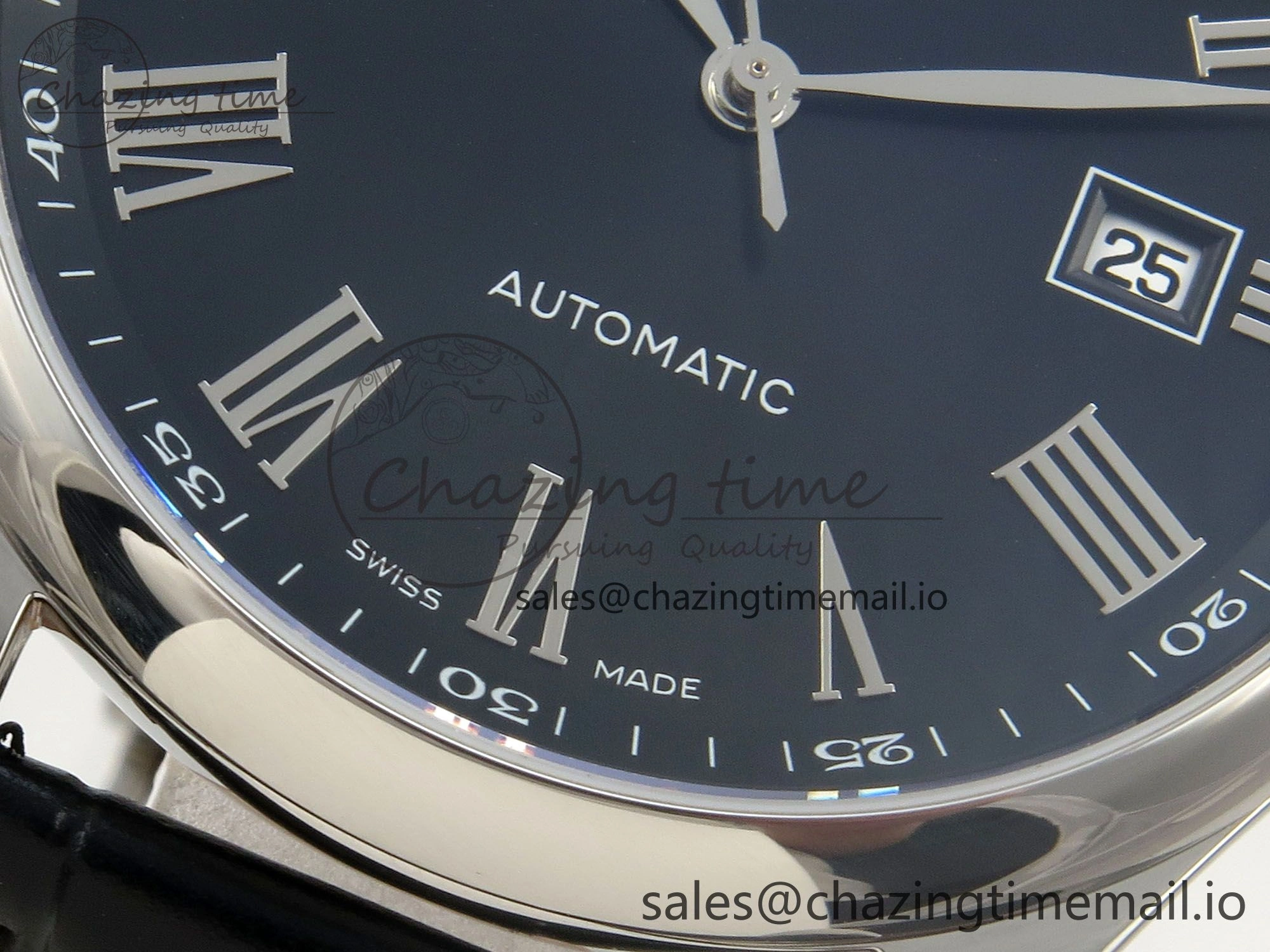 Master Collection 40mm SS AF 1:1 Best Edition Blue Roman Dial on Black Leather Strap A2892