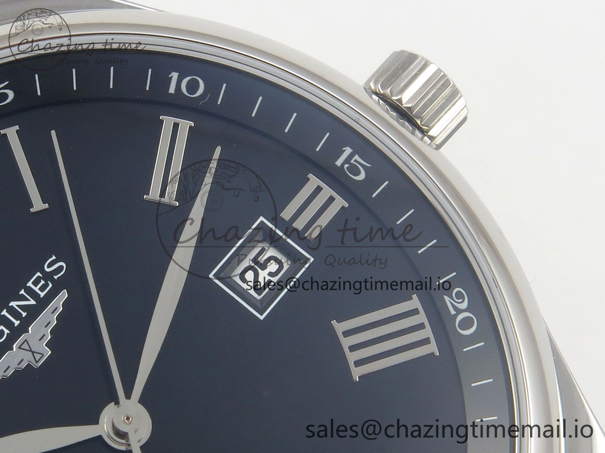 Master Collection 40mm SS AF 1:1 Best Edition Blue Roman Dial on Black Leather Strap A2892