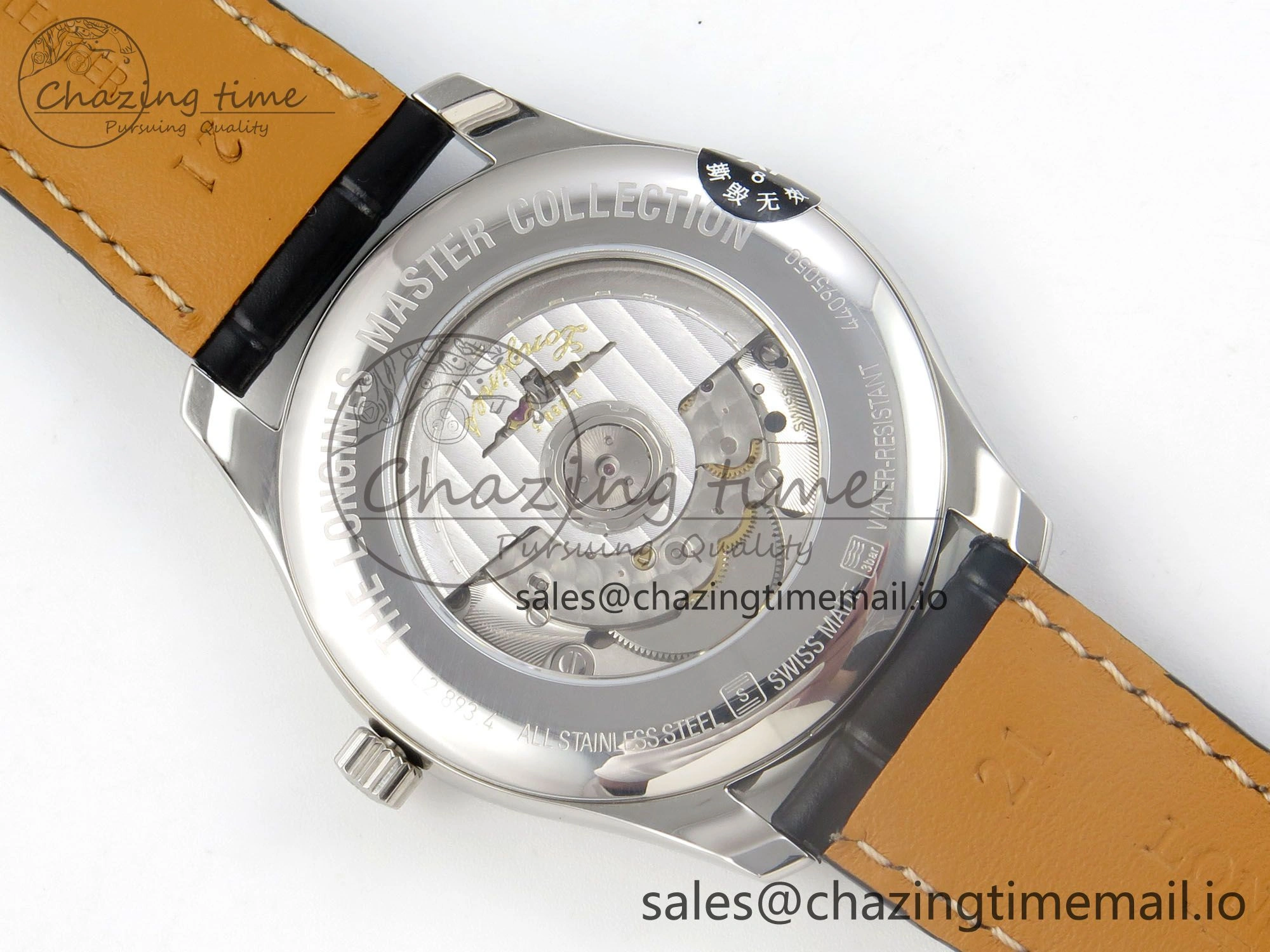 Master Collection 40mm SS AF 1:1 Best Edition Blue Roman Dial on Black Leather Strap A2892