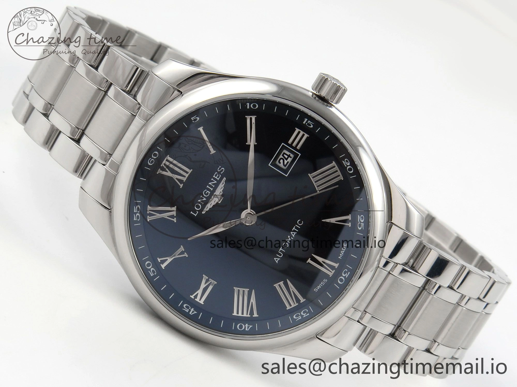 Master Collection 40mm SS AF 1:1 Best Edition Blue Roman Dial on Stainless steel bracelet A2892