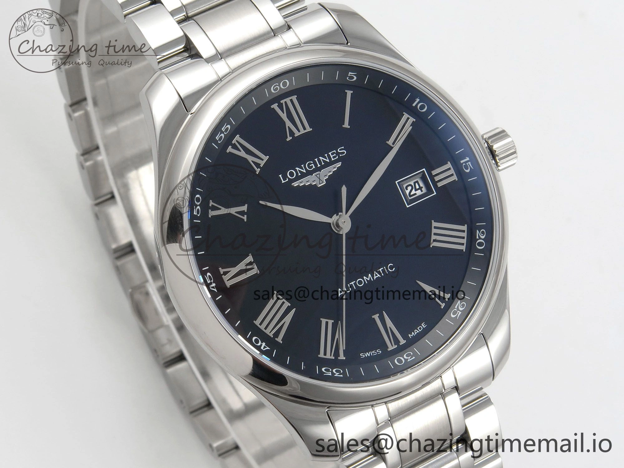 Master Collection 40mm SS AF 1:1 Best Edition Blue Roman Dial on Stainless steel bracelet A2892