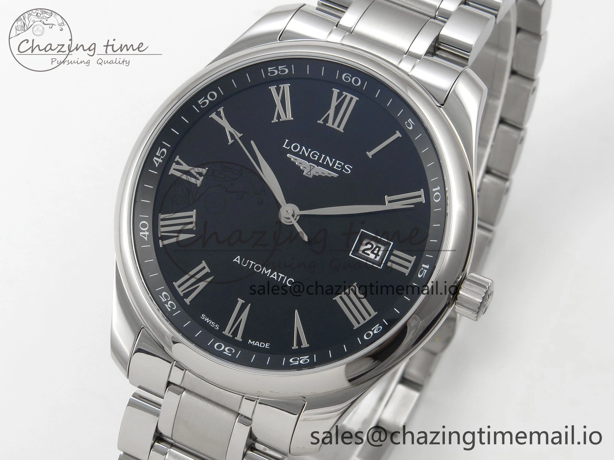 Master Collection 40mm SS AF 1:1 Best Edition Blue Roman Dial on Stainless steel bracelet A2892