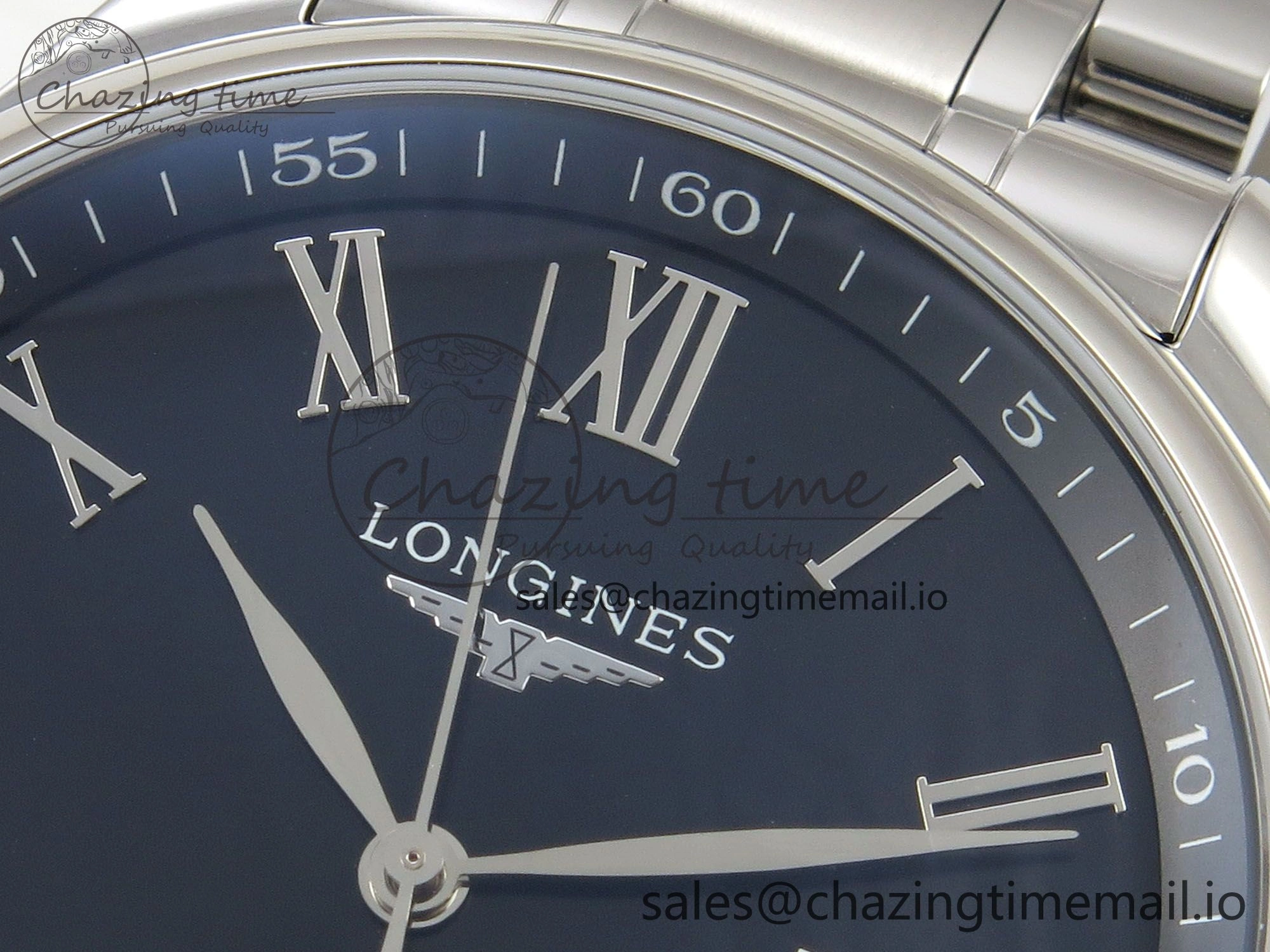 Master Collection 40mm SS AF 1:1 Best Edition Blue Roman Dial on Stainless steel bracelet A2892