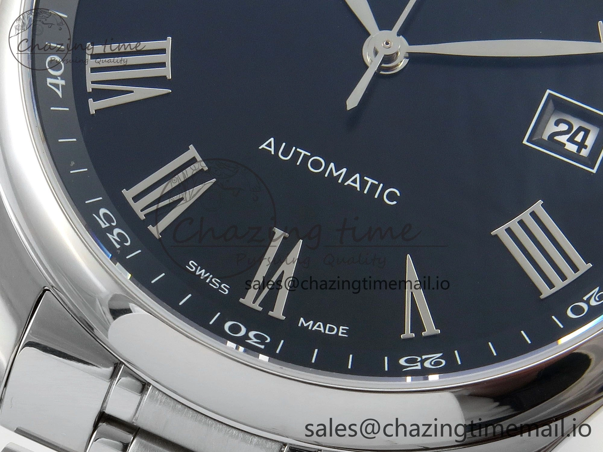Master Collection 40mm SS AF 1:1 Best Edition Blue Roman Dial on Stainless steel bracelet A2892