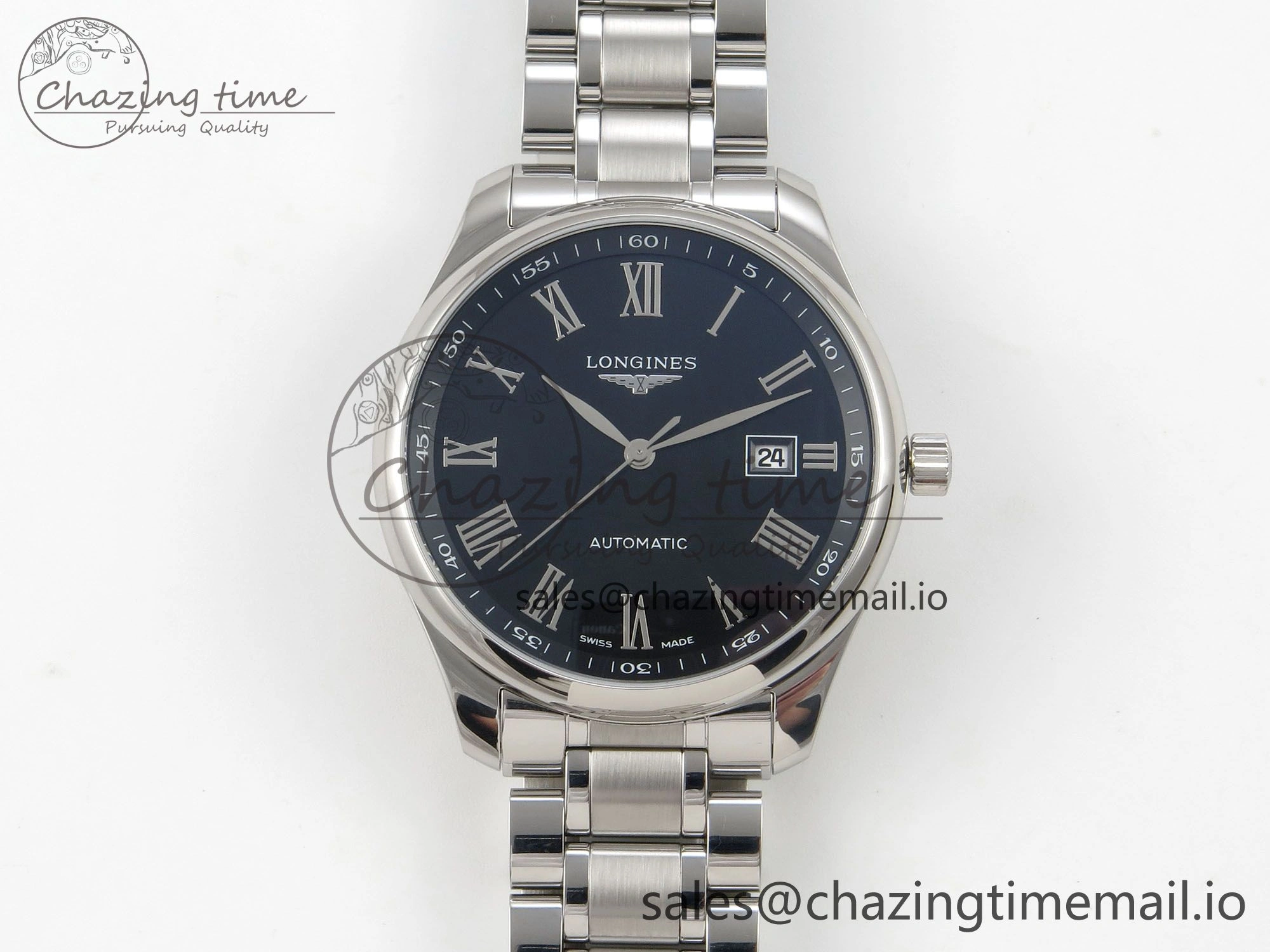 Master Collection 40mm SS AF 1:1 Best Edition Blue Roman Dial on Stainless steel bracelet A2892