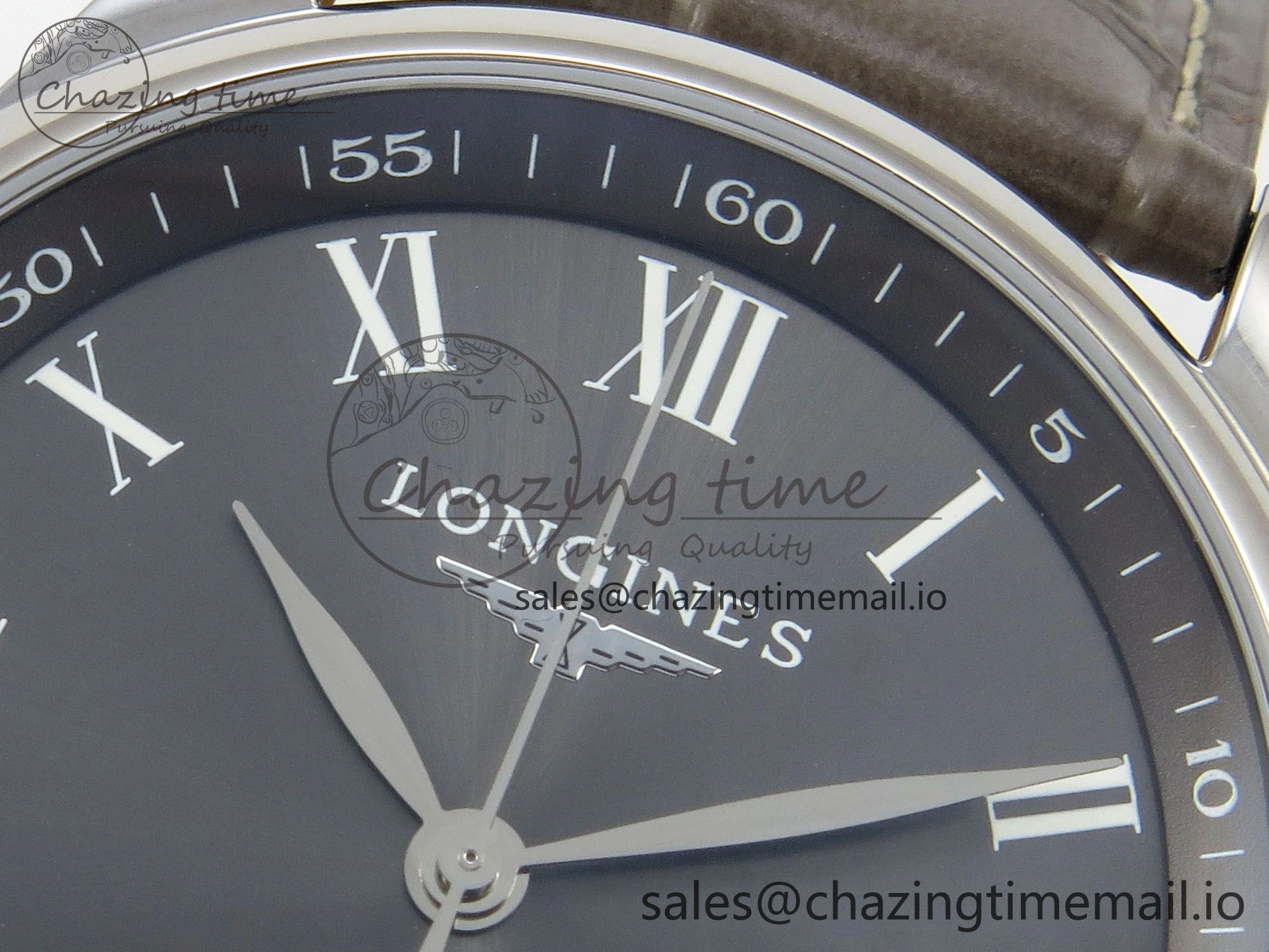 Master Collection 40mm SS AF 1:1 Best Edition Gray Roman Dial on Brown Leather Strap A2892