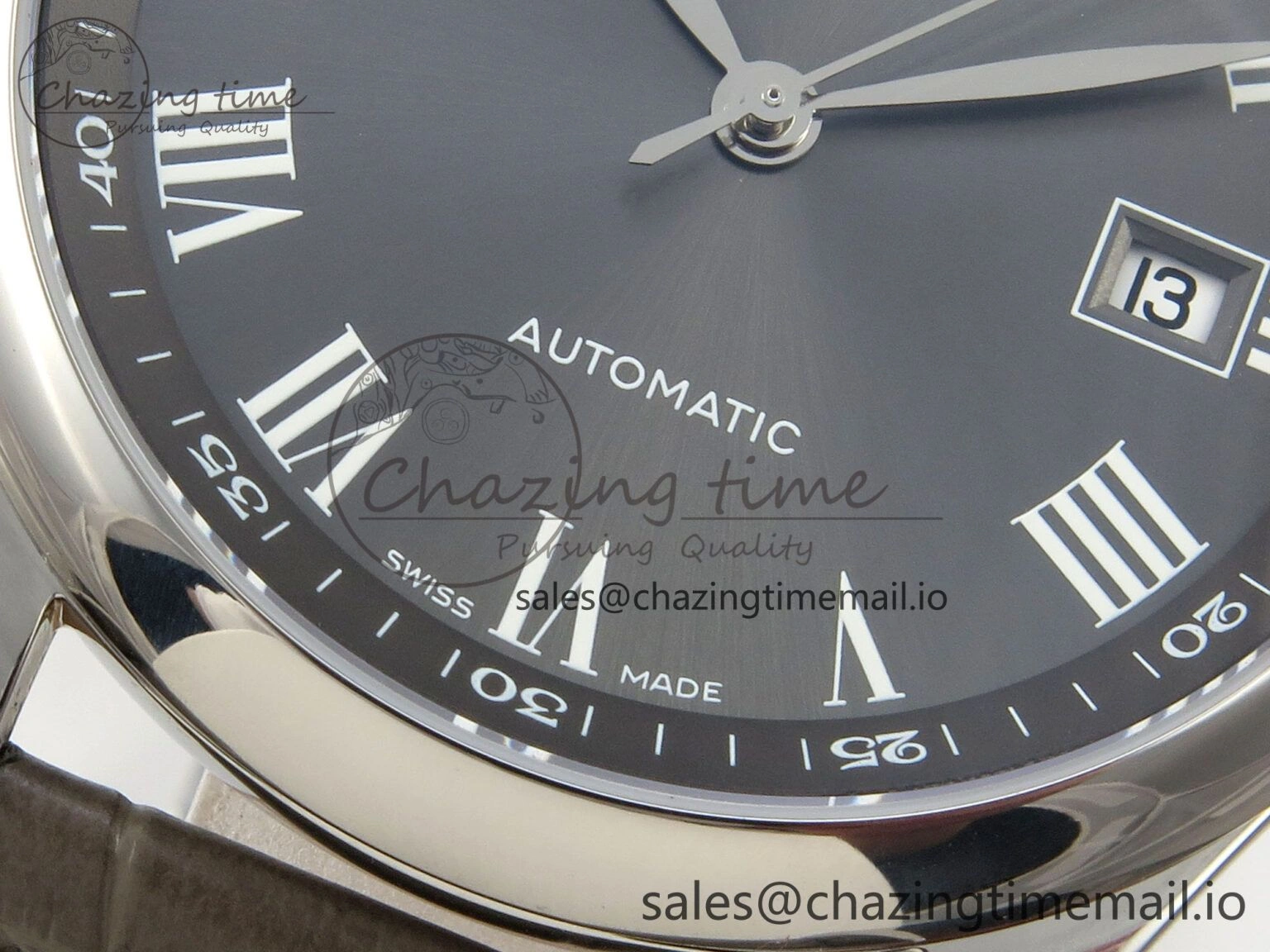 Master Collection 40mm SS AF 1:1 Best Edition Gray Roman Dial on Brown Leather Strap A2892