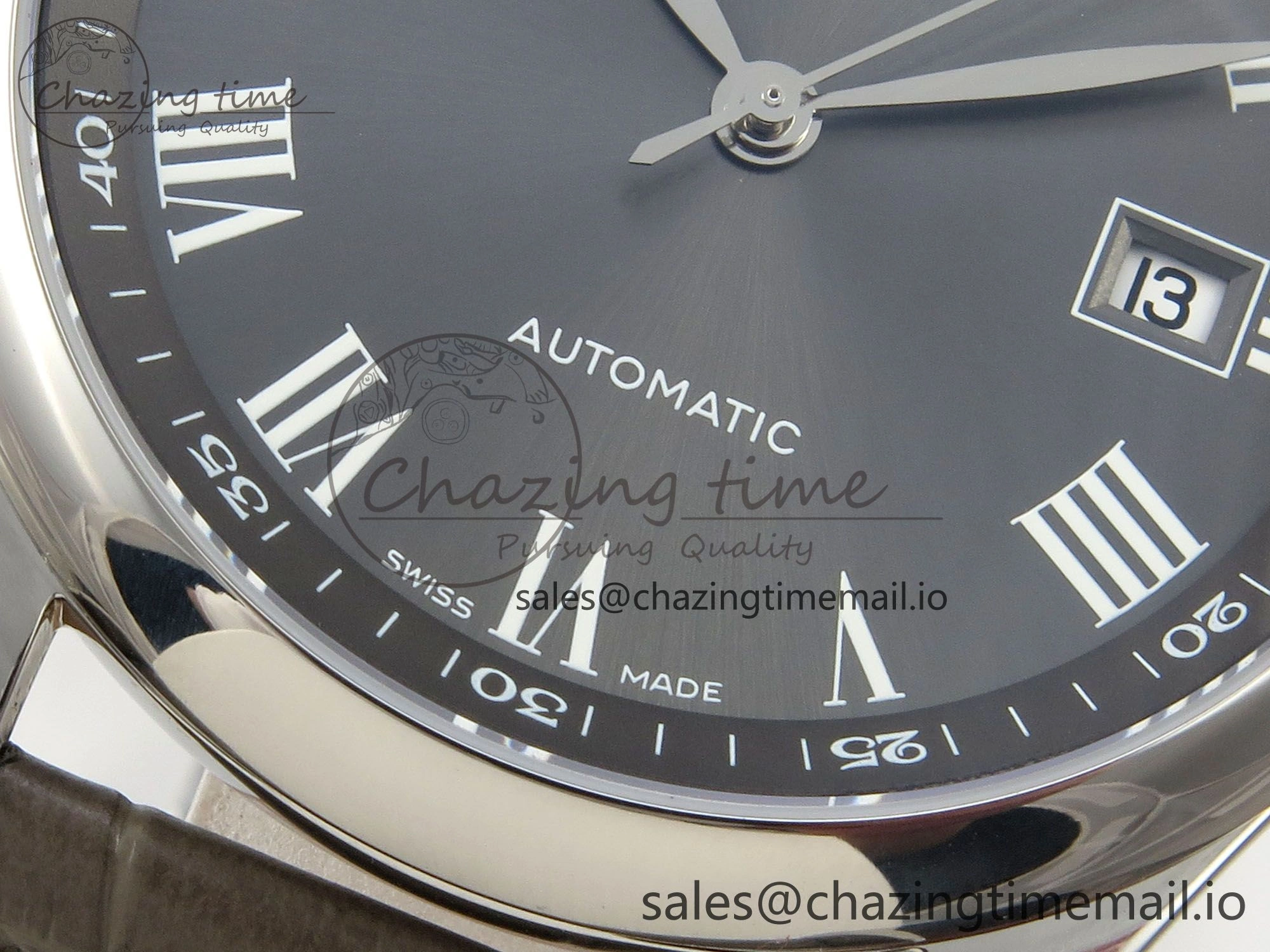 Master Collection 40mm SS AF 1:1 Best Edition Gray Roman Dial on Brown Leather Strap A2892