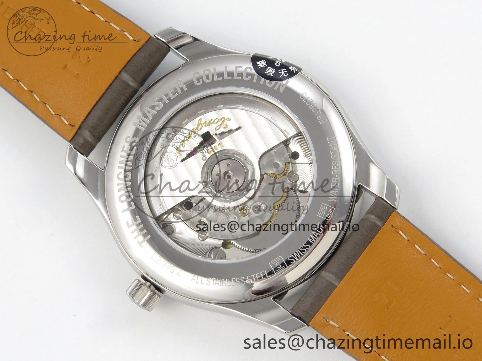 Master Collection 40mm SS AF 1:1 Best Edition Gray Roman Dial on Brown Leather Strap A2892