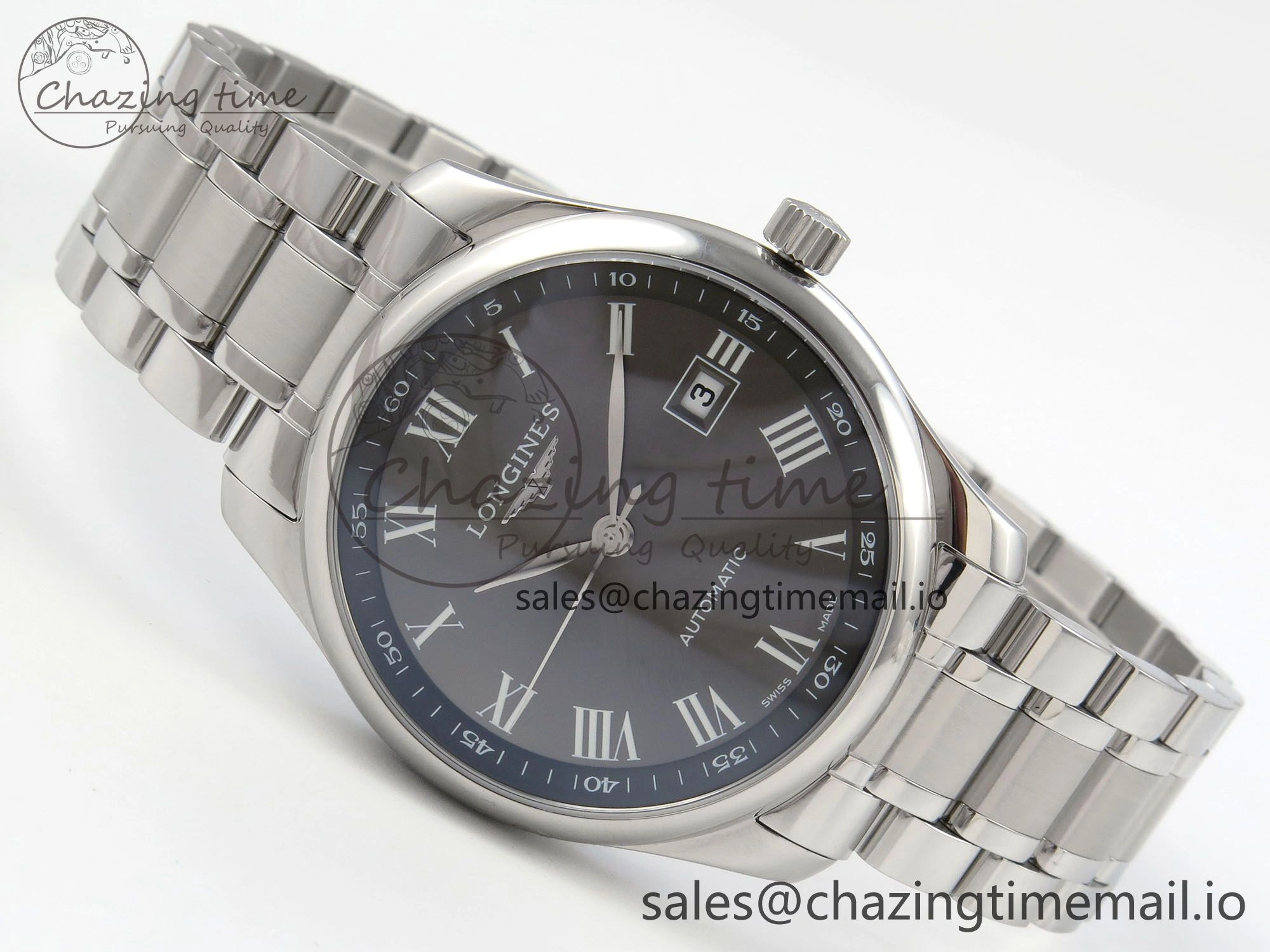 Master Collection 40mm SS AF 1:1 Best Edition Gray Roman Dial on Stainless steel bracelet A2892