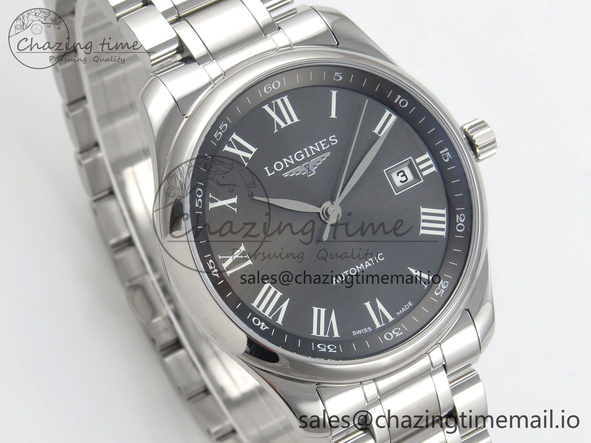 Master Collection 40mm SS AF 1:1 Best Edition Gray Roman Dial on Stainless steel bracelet A2892