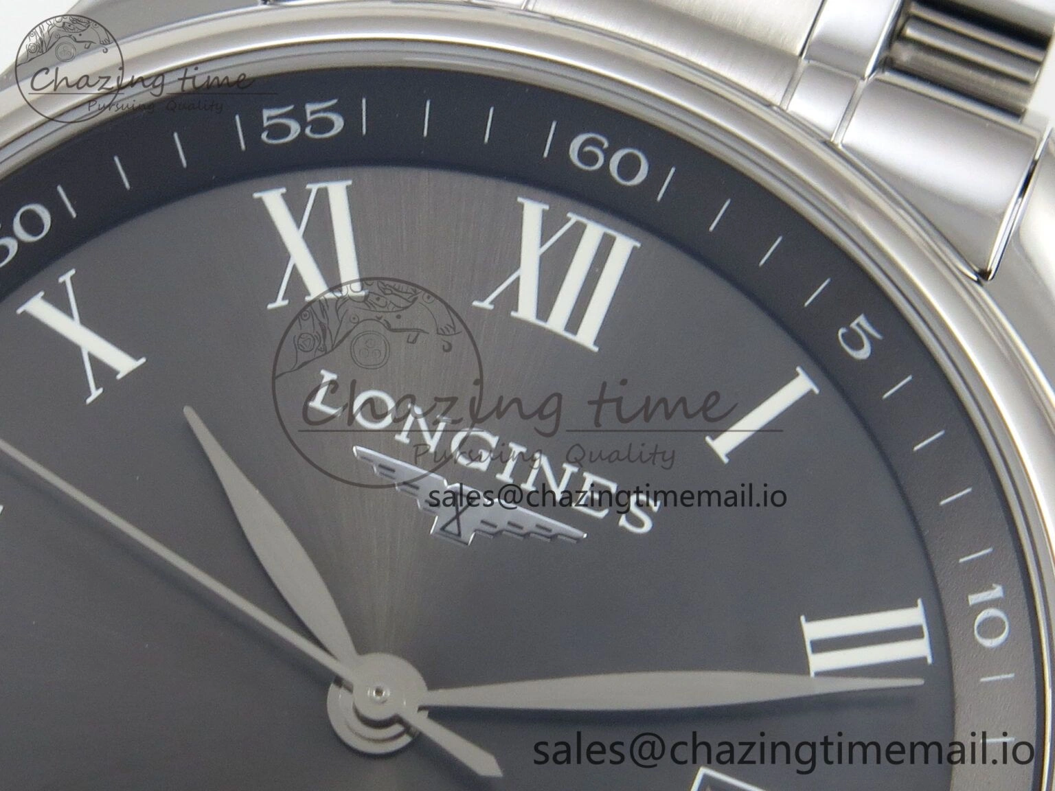 Master Collection 40mm SS AF 1:1 Best Edition Gray Roman Dial on Stainless steel bracelet A2892