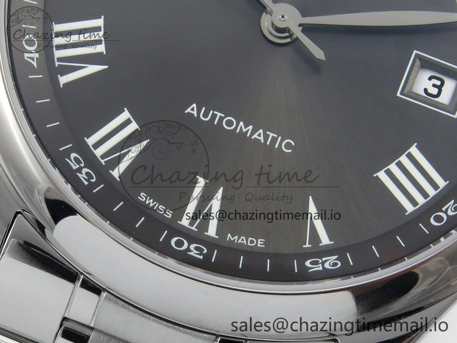 Master Collection 40mm SS AF 1:1 Best Edition Gray Roman Dial on Stainless steel bracelet A2892