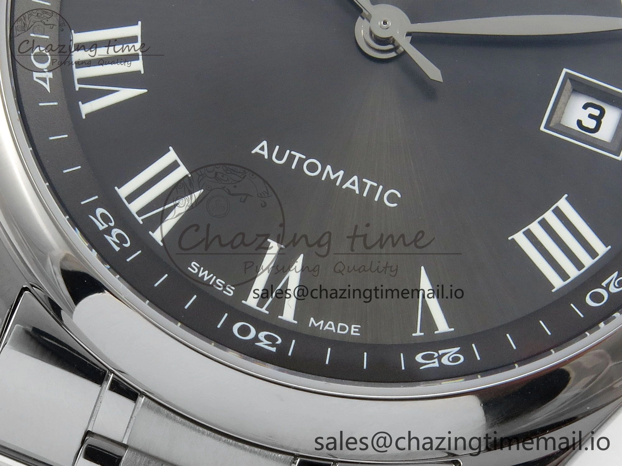 Master Collection 40mm SS AF 1:1 Best Edition Gray Roman Dial on Stainless steel bracelet A2892