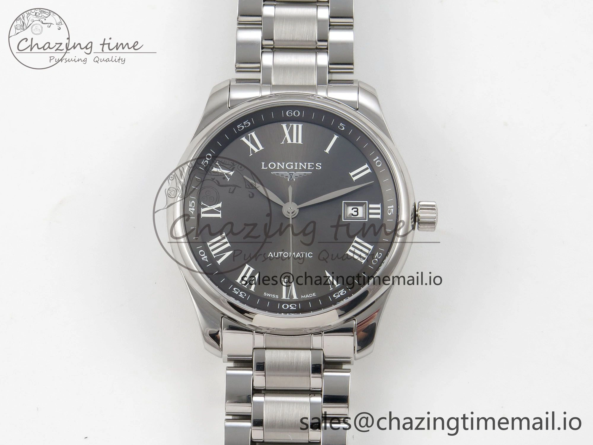 Master Collection 40mm SS AF 1:1 Best Edition Gray Roman Dial on Stainless steel bracelet A2892