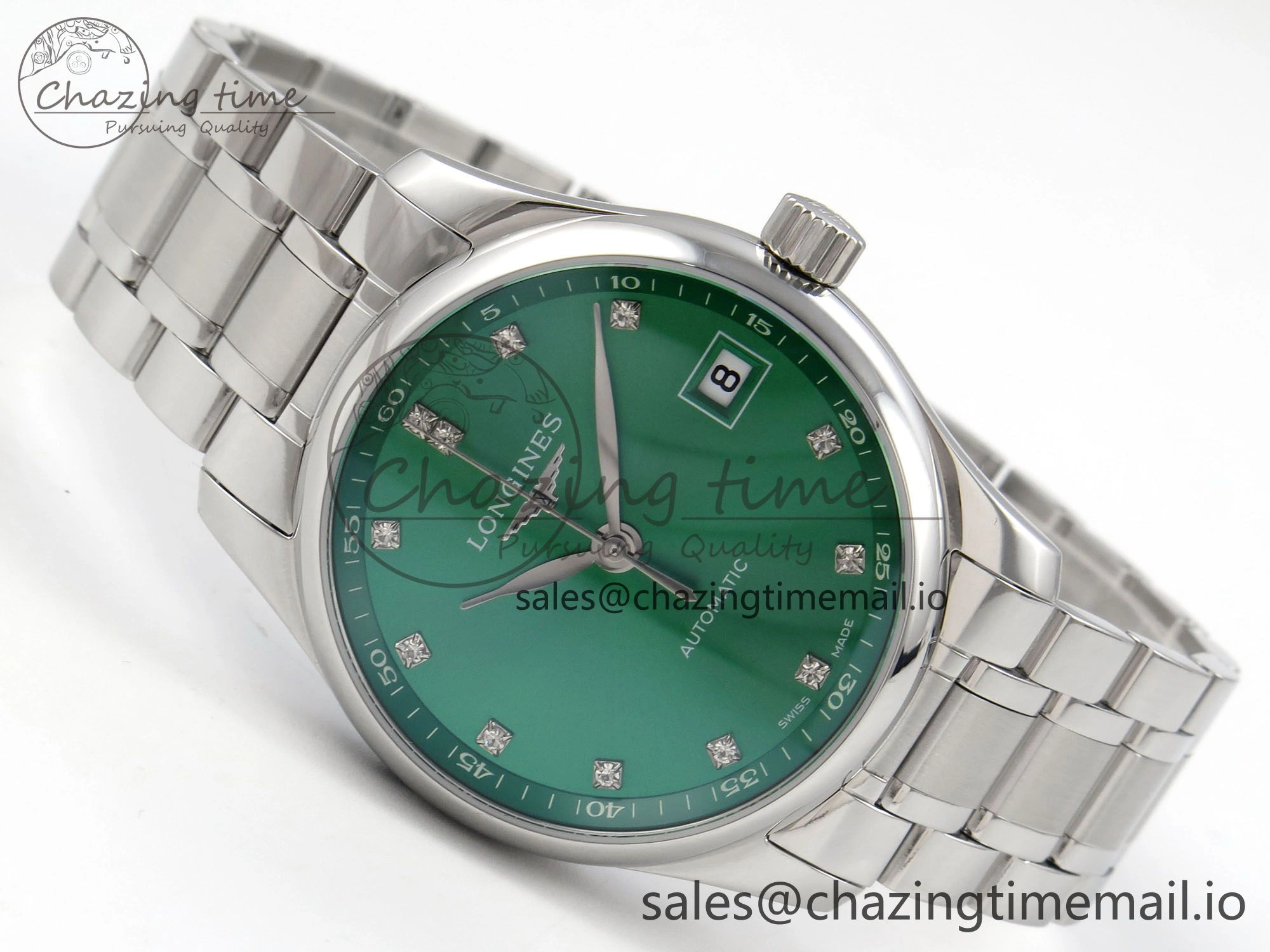 Master Collection 40mm SS AF 1:1 Best Edition Green Dial on Stainless steel bracelet A2892