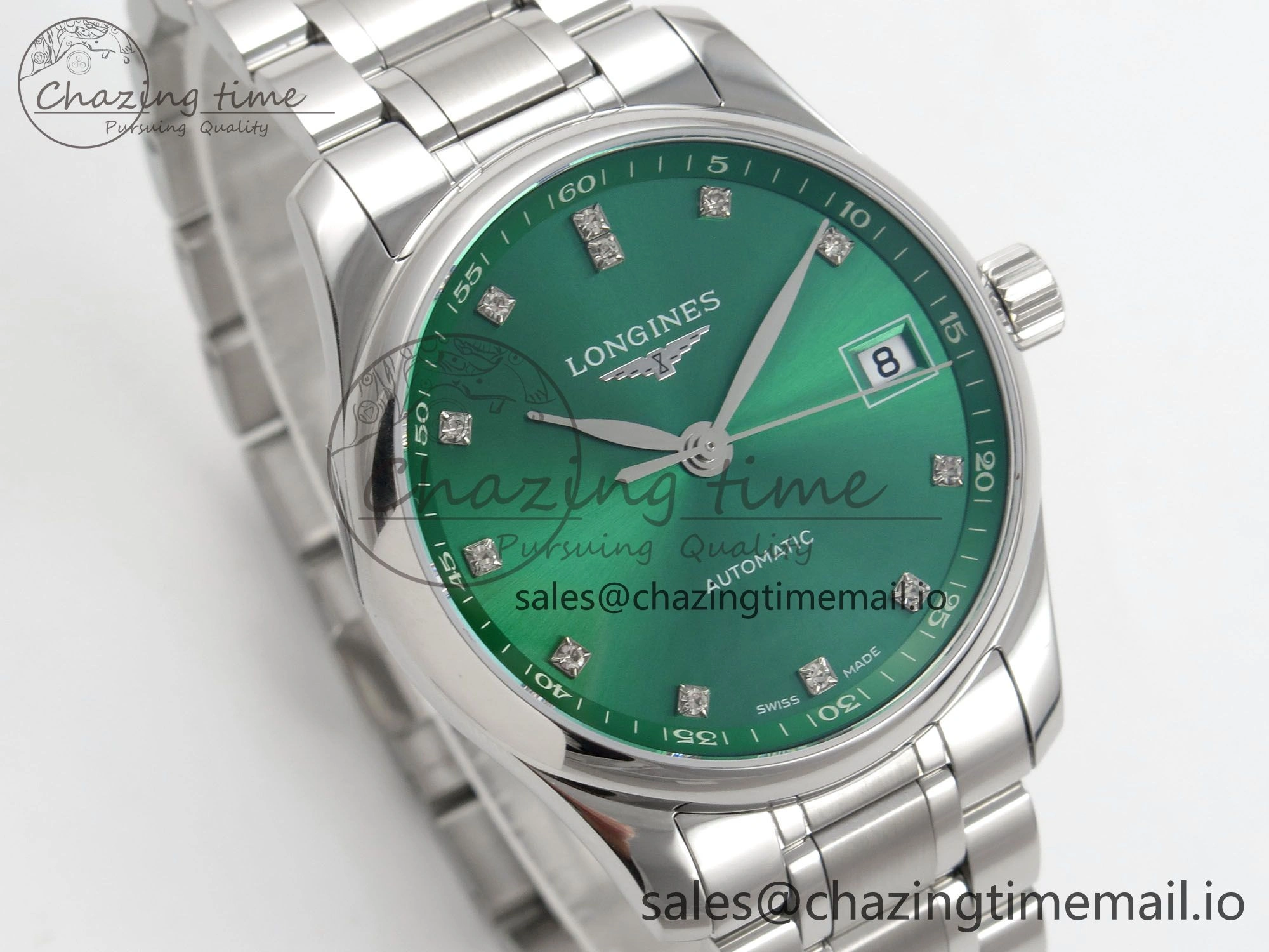 Master Collection 40mm SS AF 1:1 Best Edition Green Dial on Stainless steel bracelet A2892