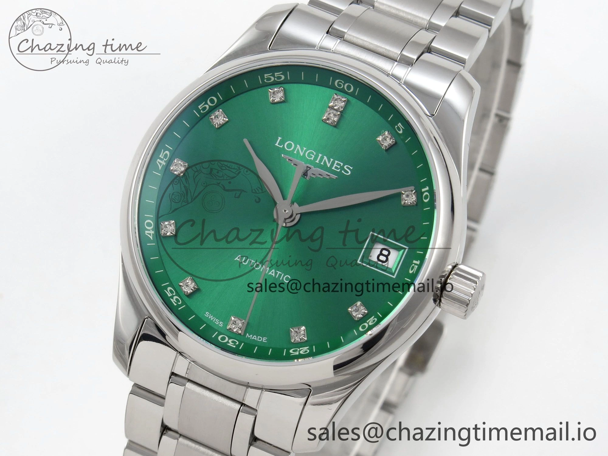 Master Collection 40mm SS AF 1:1 Best Edition Green Dial on Stainless steel bracelet A2892