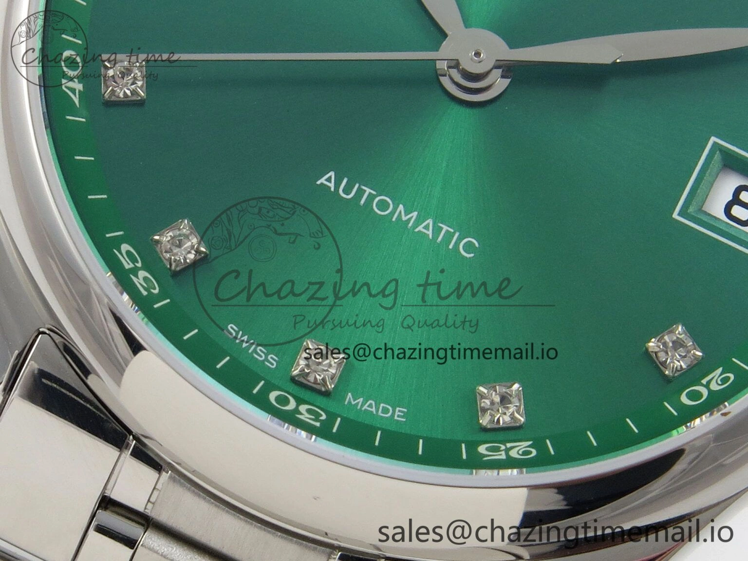 Master Collection 40mm SS AF 1:1 Best Edition Green Dial on Stainless steel bracelet A2892