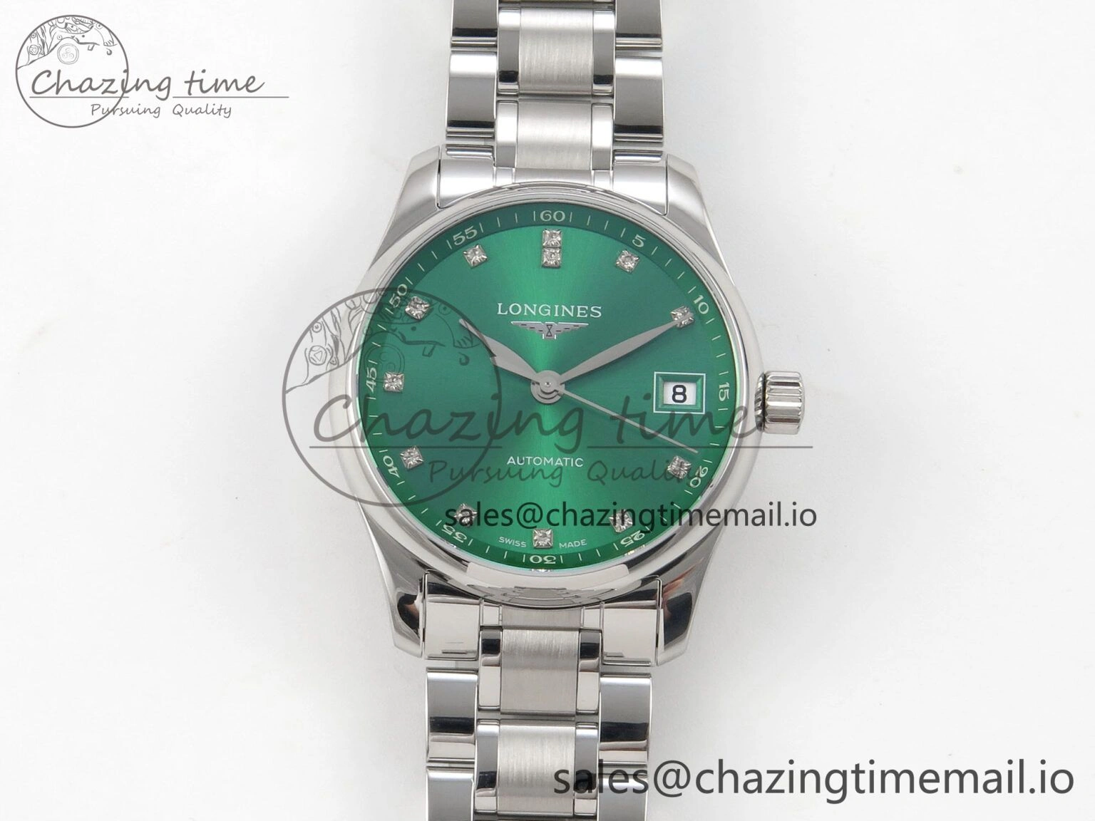 Master Collection 40mm SS AF 1:1 Best Edition Green Dial on Stainless steel bracelet A2892