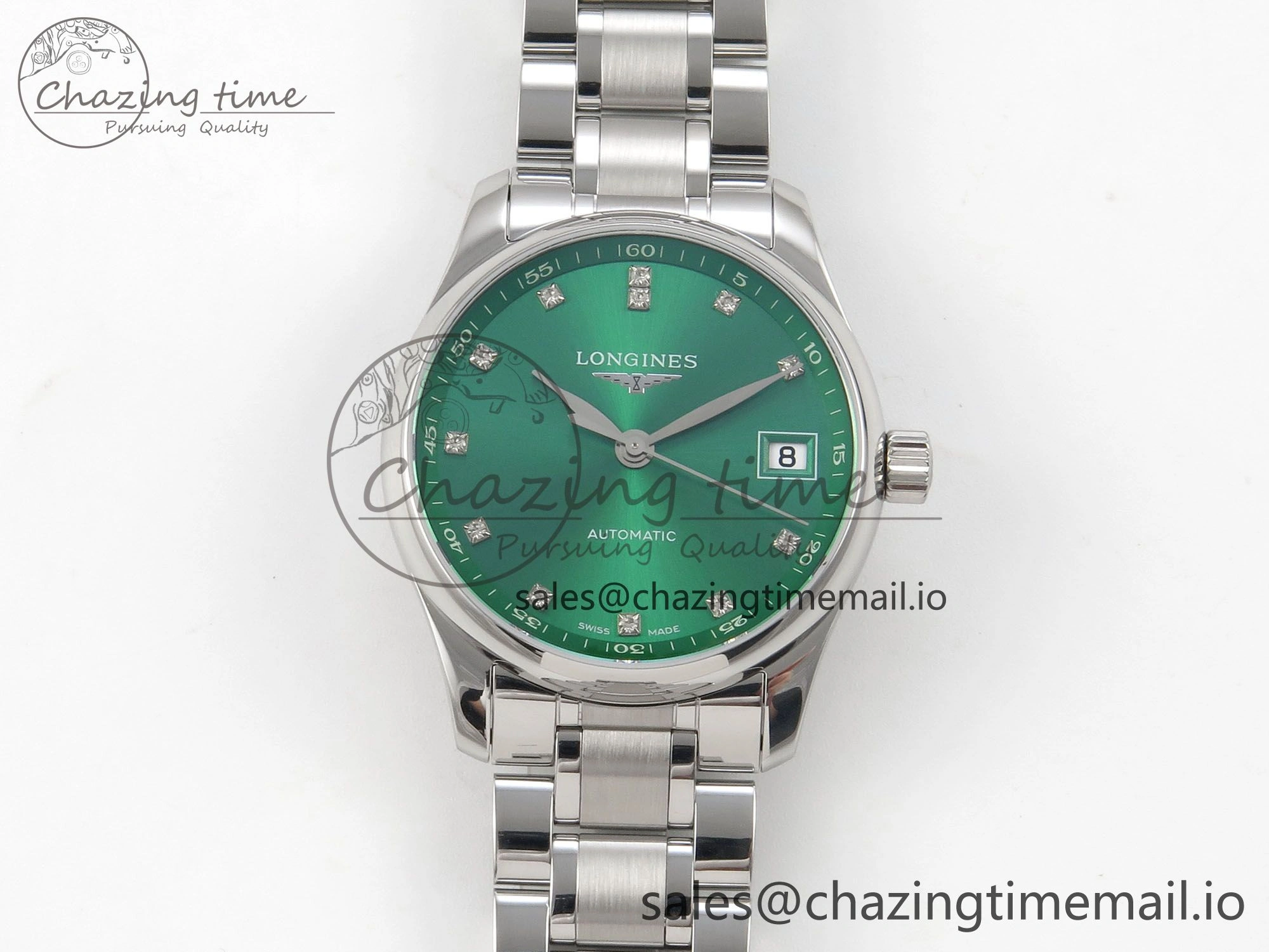 Master Collection 40mm SS AF 1:1 Best Edition Green Dial on Stainless steel bracelet A2892