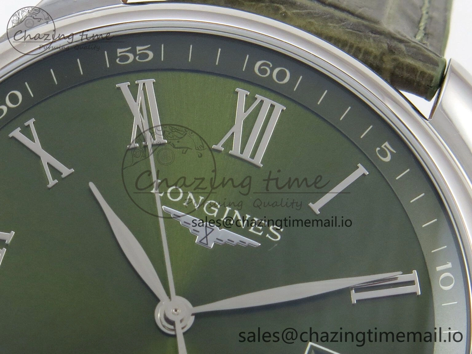 Master Collection 40mm SS AF 1:1 Best Edition Green Roman Dial on Brown Leather Strap A2892