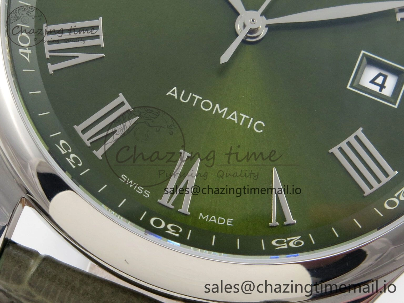 Master Collection 40mm SS AF 1:1 Best Edition Green Roman Dial on Brown Leather Strap A2892