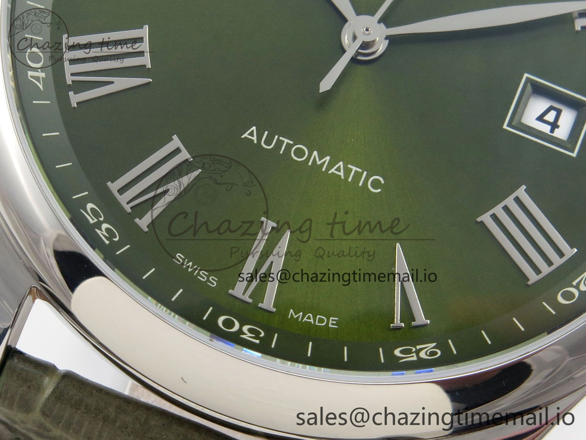 Master Collection 40mm SS AF 1:1 Best Edition Green Roman Dial on Brown Leather Strap A2892