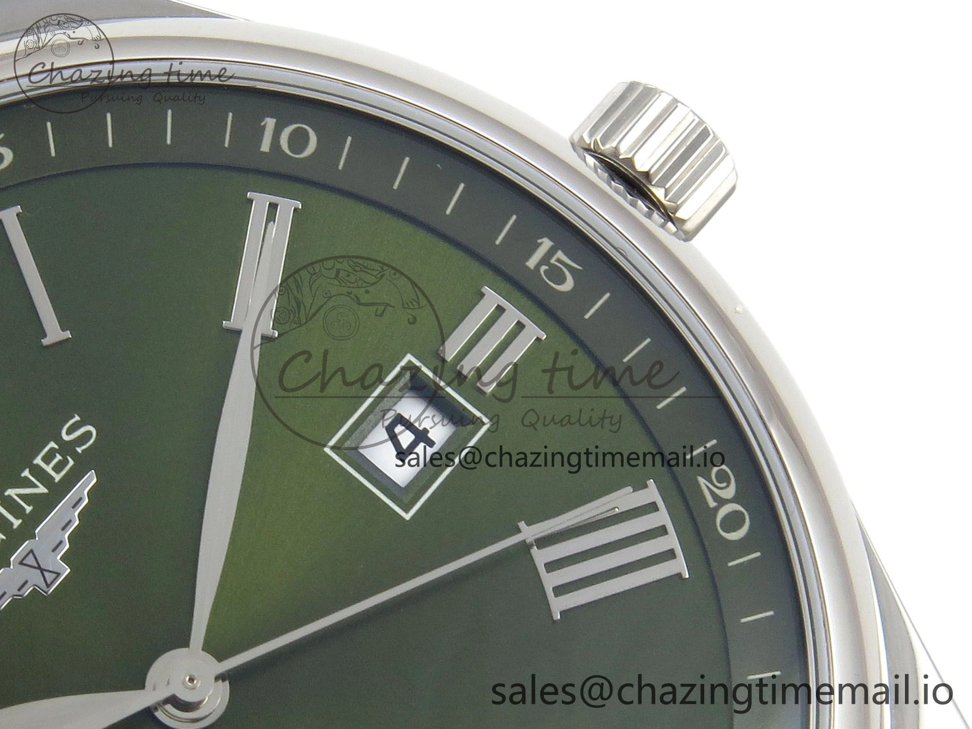 Master Collection 40mm SS AF 1:1 Best Edition Green Roman Dial on Brown Leather Strap A2892