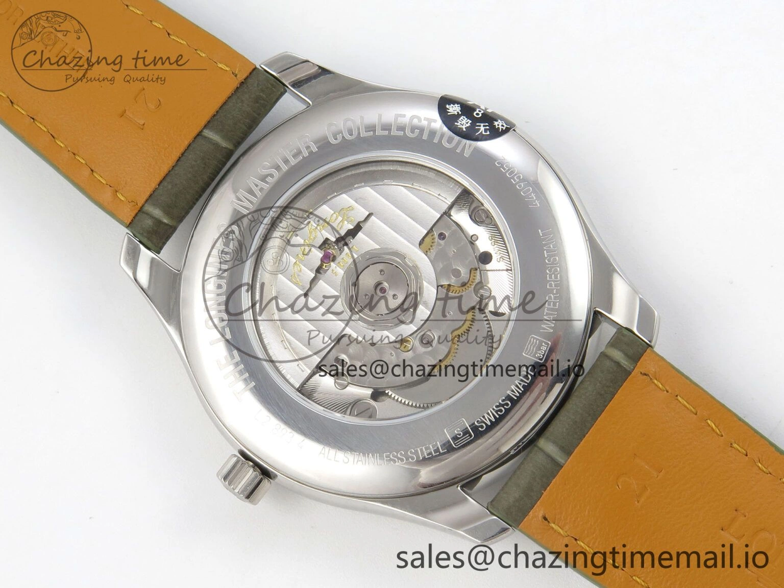 Master Collection 40mm SS AF 1:1 Best Edition Green Roman Dial on Brown Leather Strap A2892