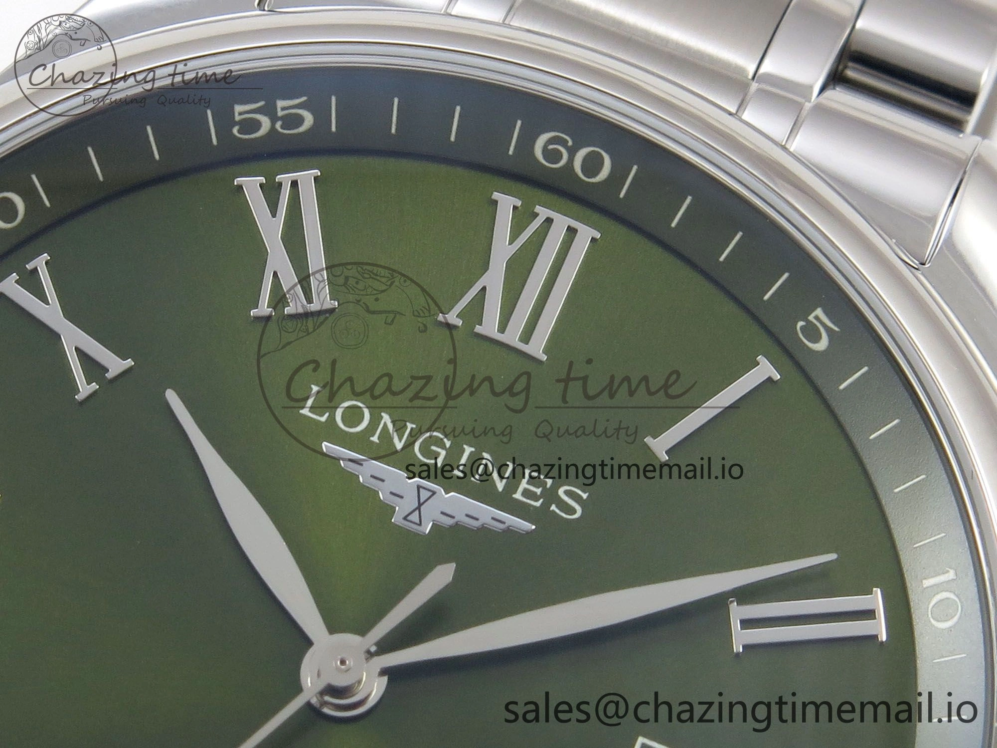 Master Collection 40mm SS AF 1:1 Best Edition Green Roman Dial on Stainless steel bracelet A2892