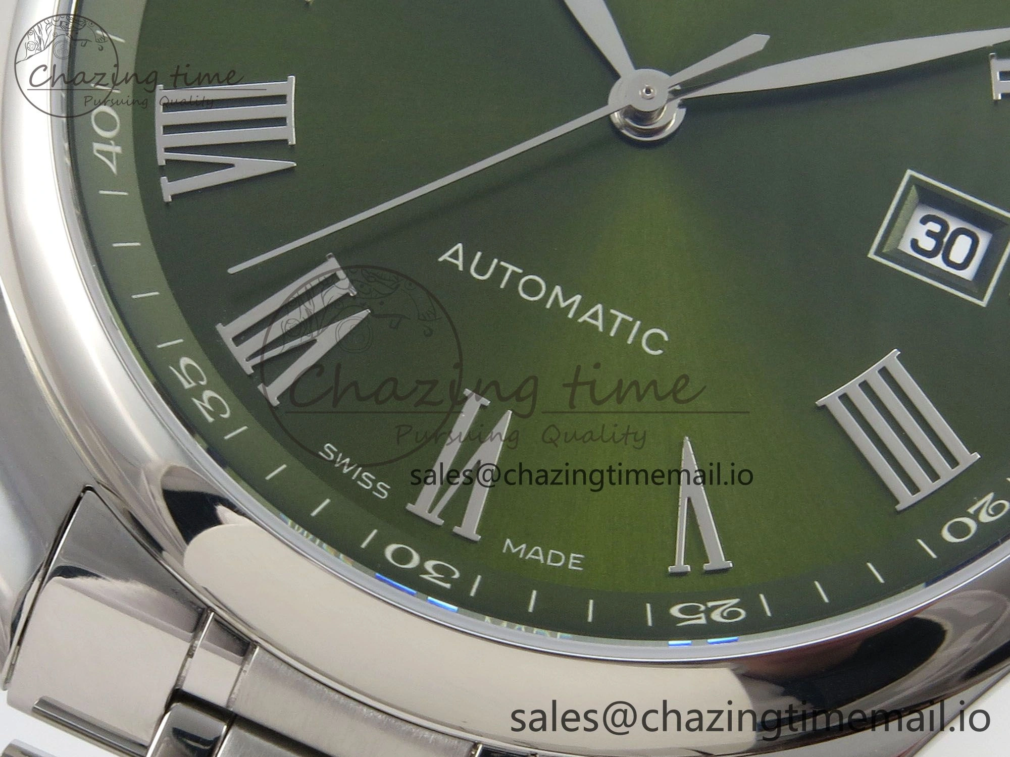 Master Collection 40mm SS AF 1:1 Best Edition Green Roman Dial on Stainless steel bracelet A2892