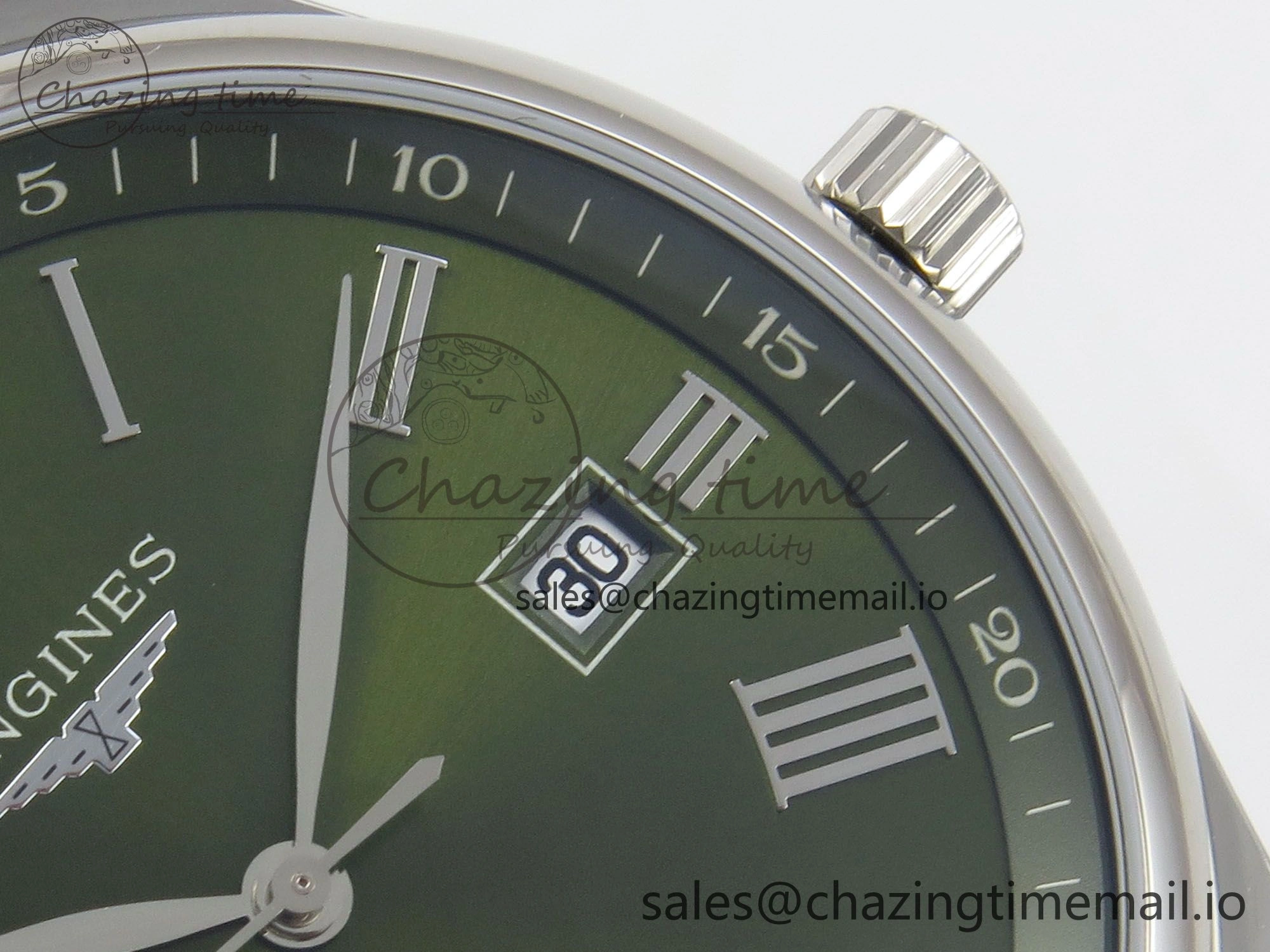 Master Collection 40mm SS AF 1:1 Best Edition Green Roman Dial on Stainless steel bracelet A2892