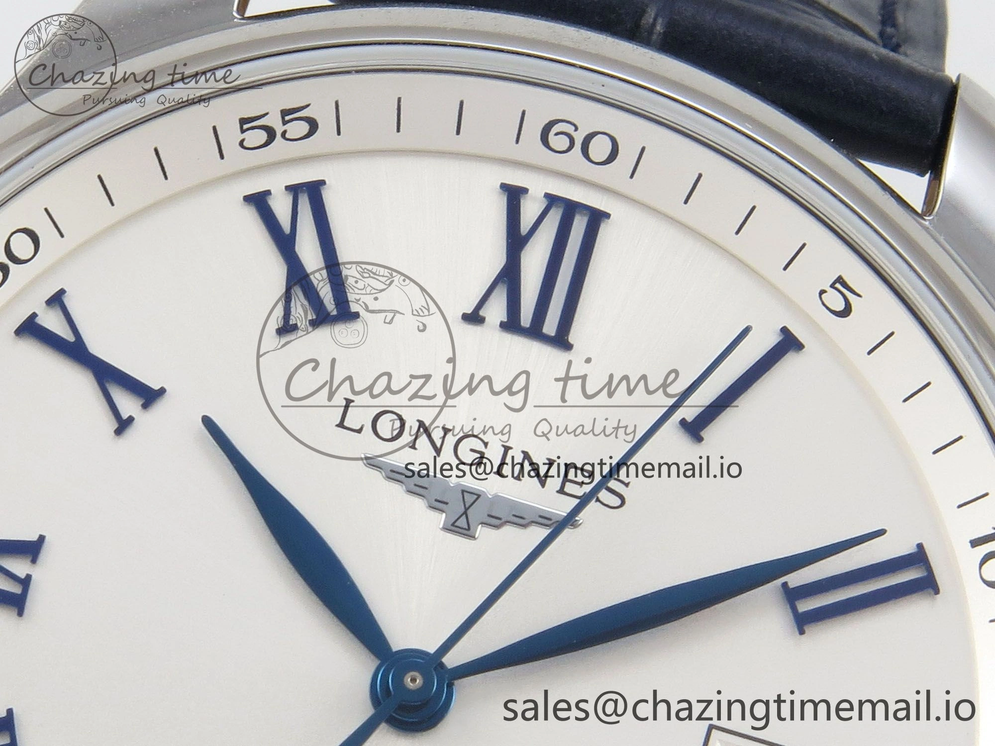 Master Collection 40mm SS AF 1:1 Best Edition White Roman Dial on Blue Leather Strap A2892