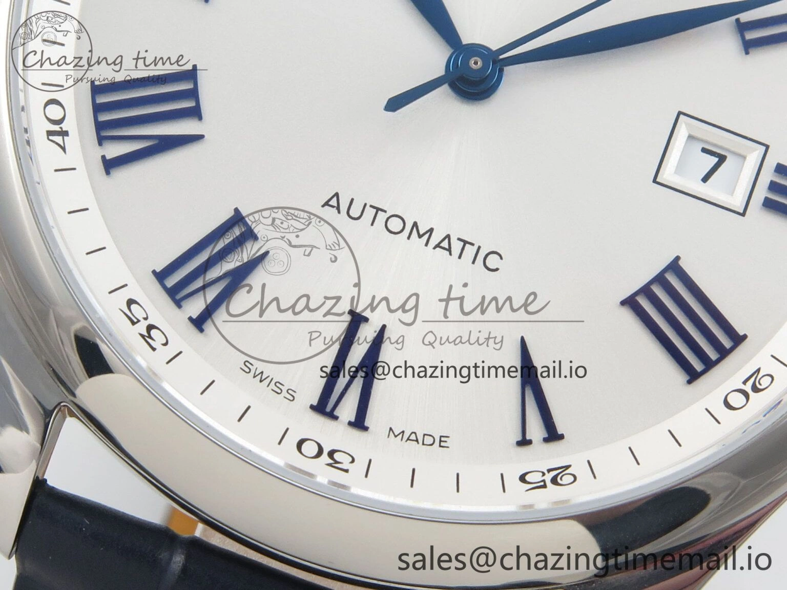Master Collection 40mm SS AF 1:1 Best Edition White Roman Dial on Blue Leather Strap A2892