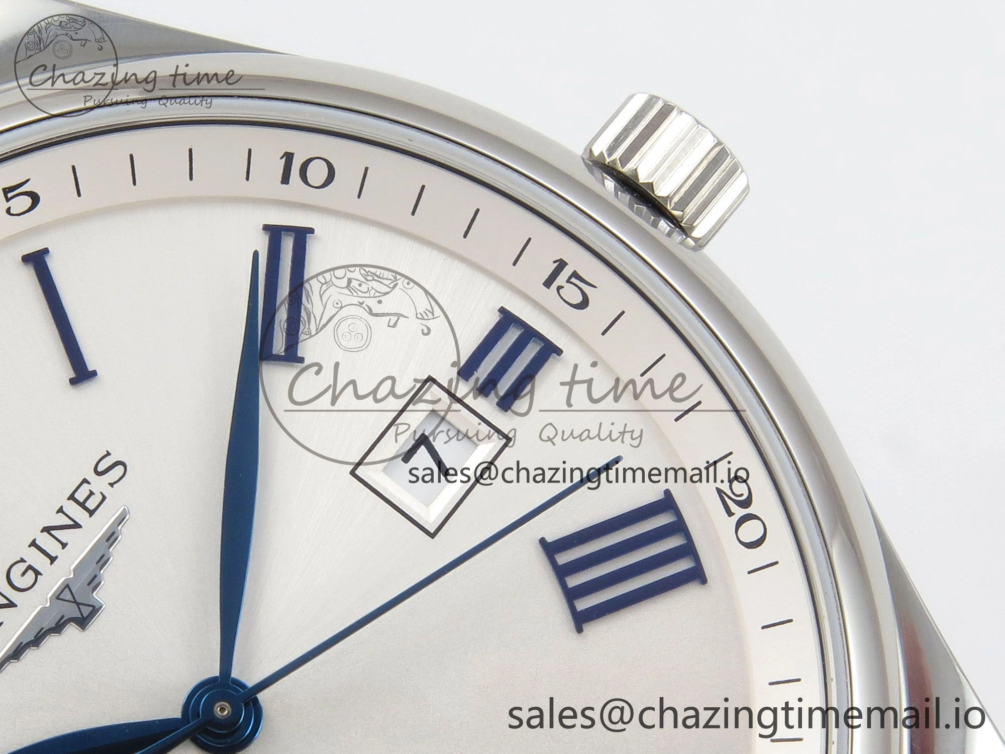 Master Collection 40mm SS AF 1:1 Best Edition White Roman Dial on Blue Leather Strap A2892